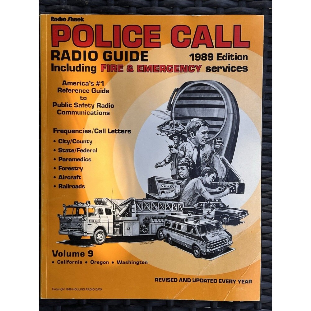 Vintage 1989 Police Call Radio Guide Radio Shack Scanner Book Vol 9 CA OR WA”